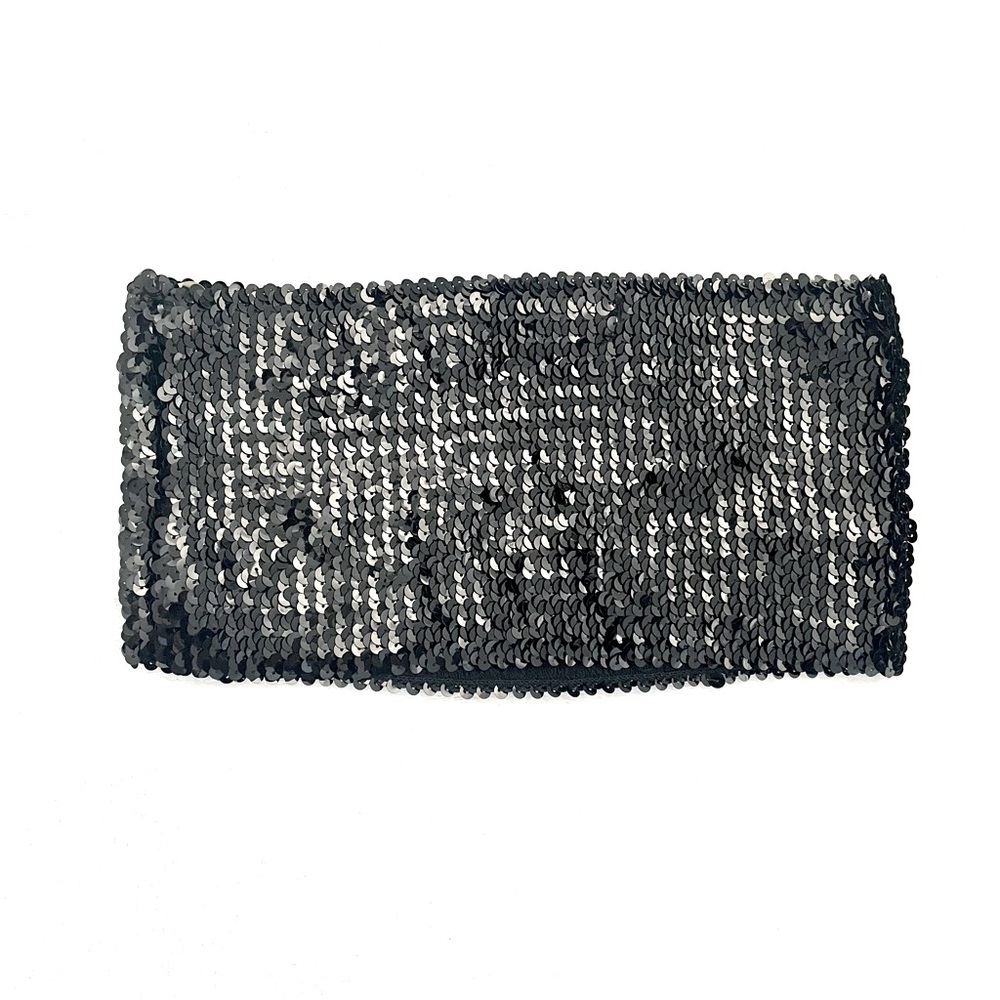 Forever 21 Elastic Black Sequin Tube Top Size Small